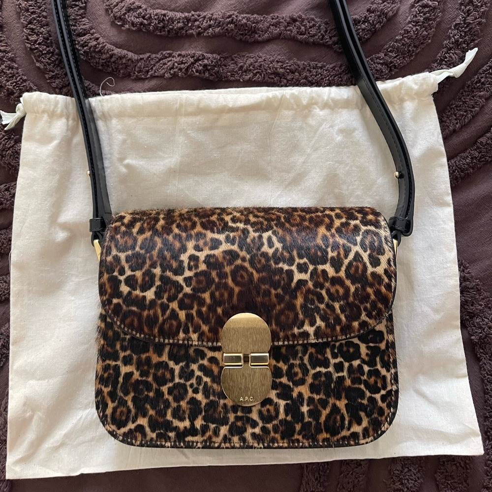 APC grace calf hair small leopard bag